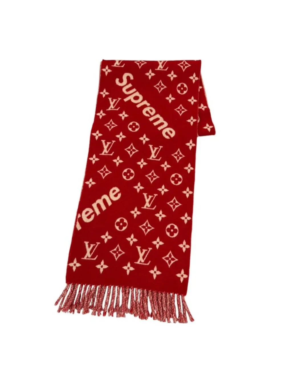 Louis Vuitton Supreme Cashmere Blend Fringe Scarf